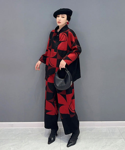Geometric Pattern Top & Pants Co-ord
